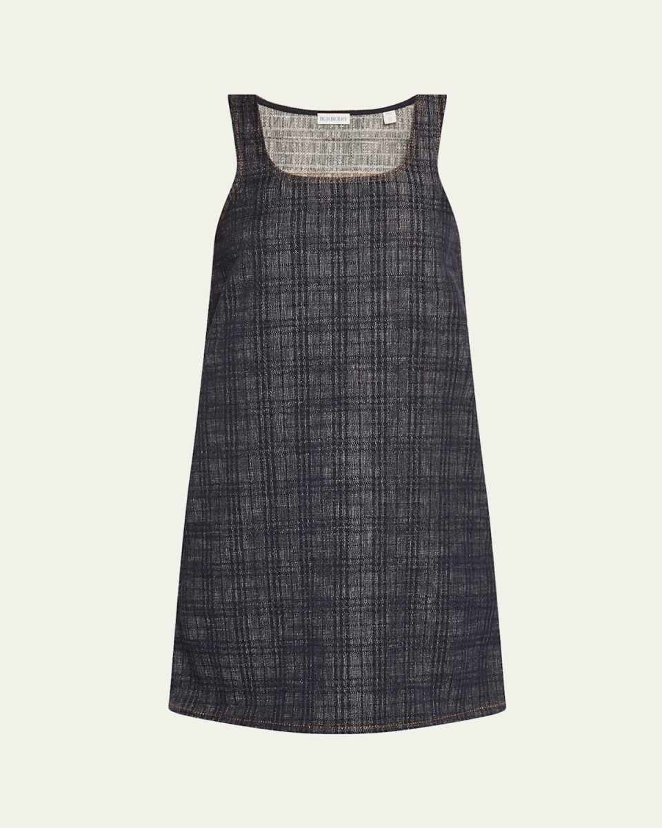 Check Denim Sleeveless Mini Dress